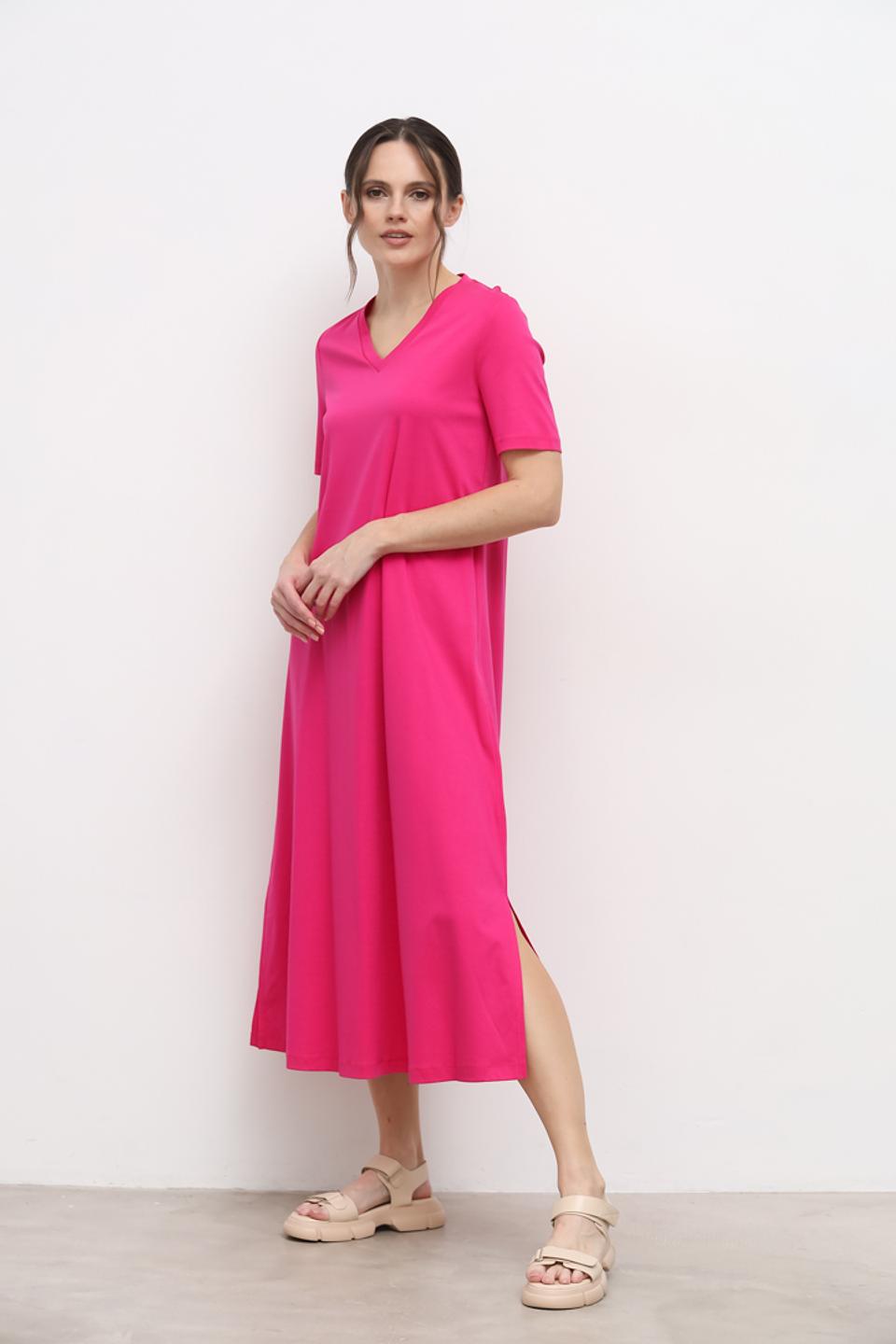 Платье Catnoir фуксия с V-образным вырезом