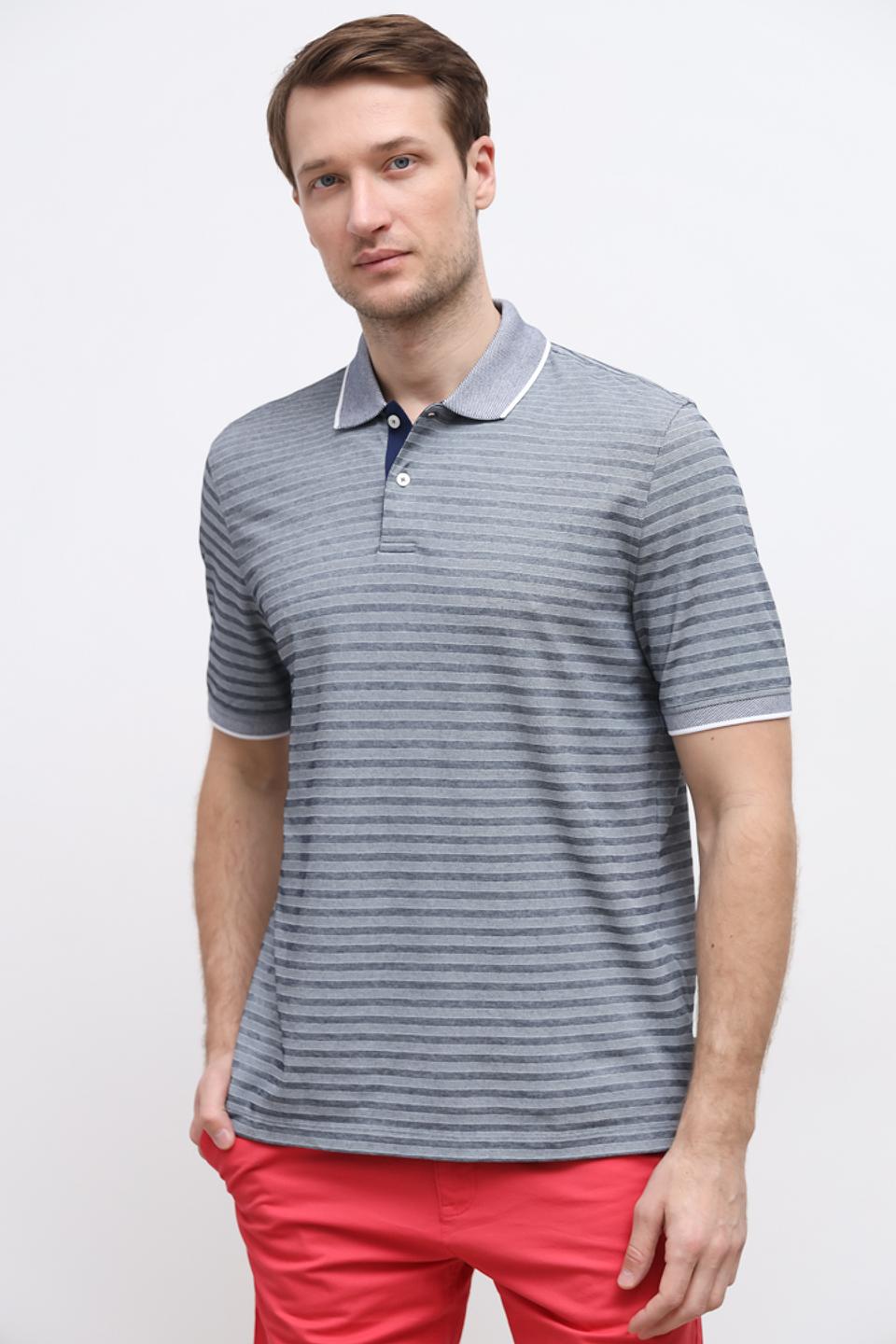 Поло Bugatti в полоску серое