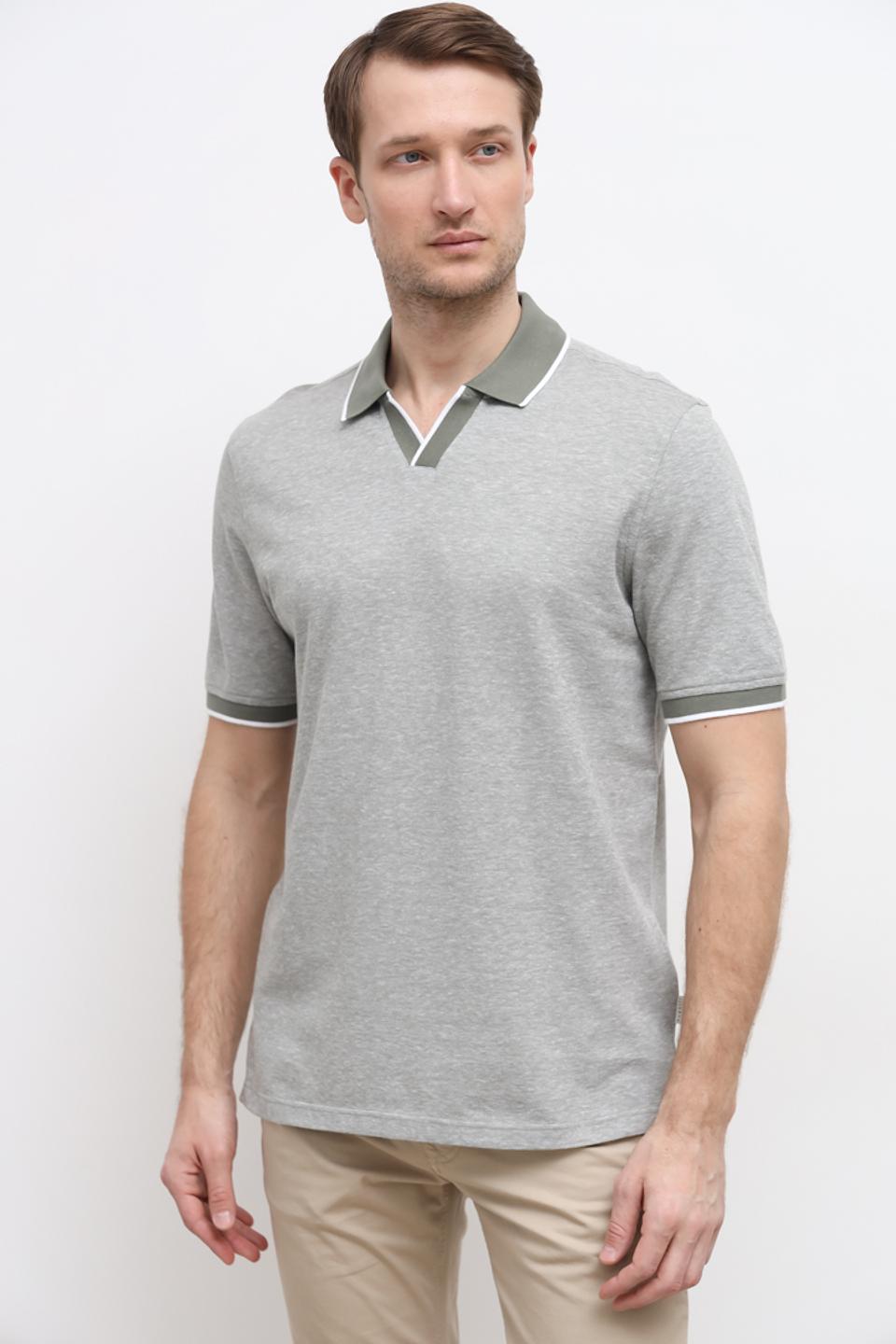 Поло Bugatti серое с отделкой