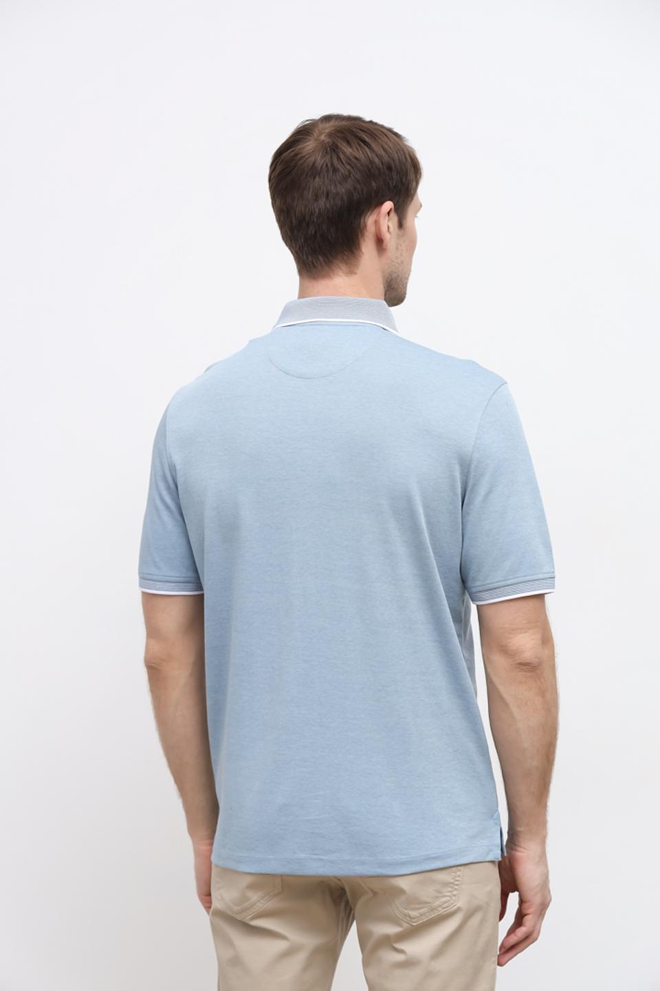 Поло Bugatti голубое с карманом
