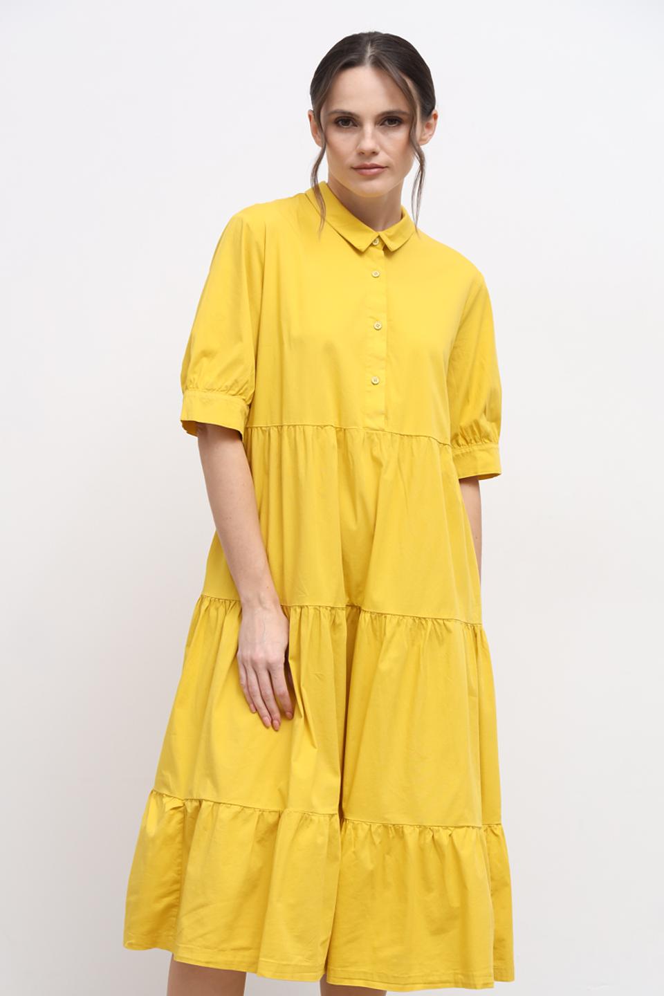 Платье Lisa Campione жёлтое с воланами