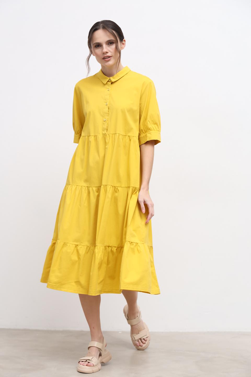 Платье Lisa Campione жёлтое с воланами