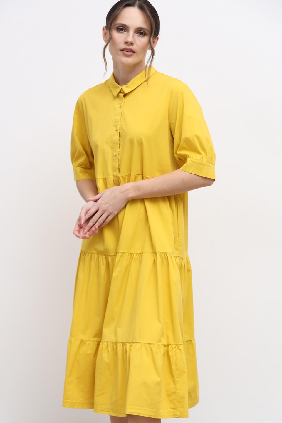 Платье Lisa Campione жёлтое с воланами