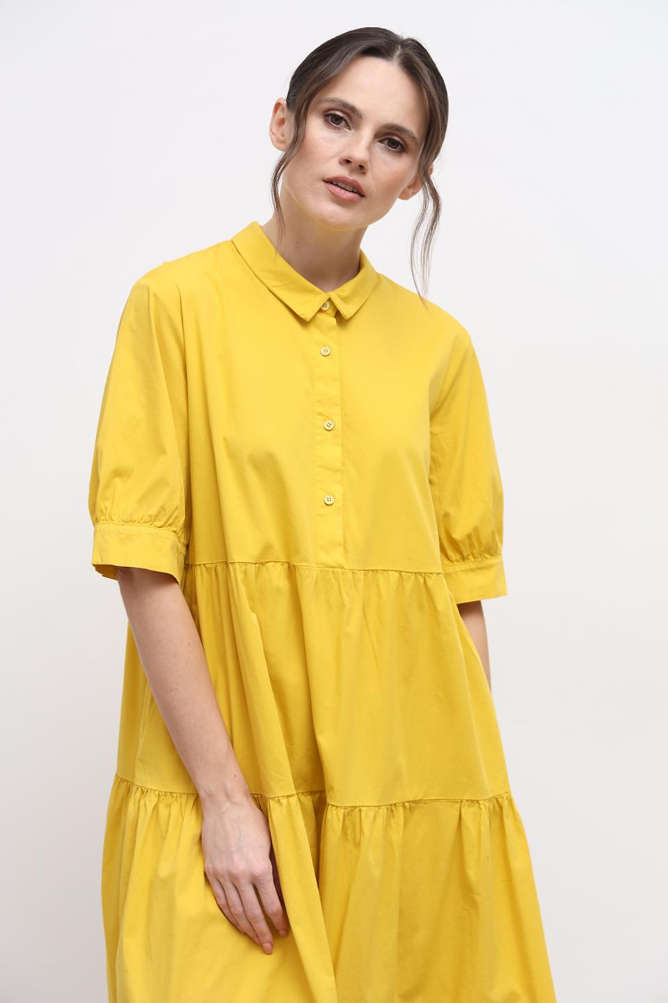 Платье Lisa Campione жёлтое с воланами