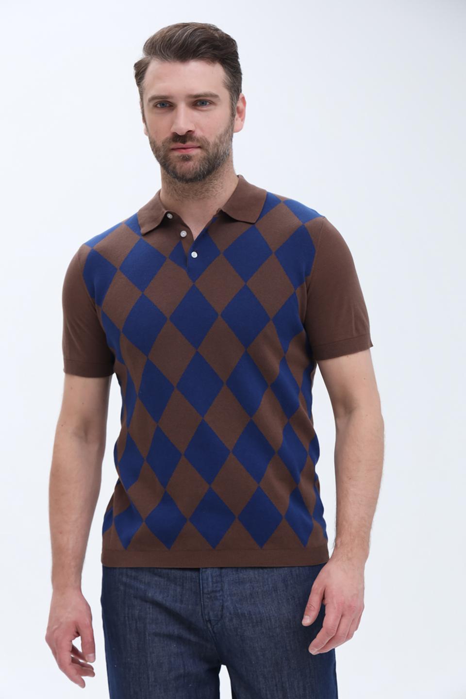 Поло Gaudi в ромб коричневый