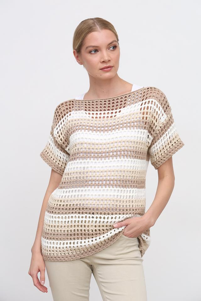 Пуловер Lisa Campione в полоску бежевый