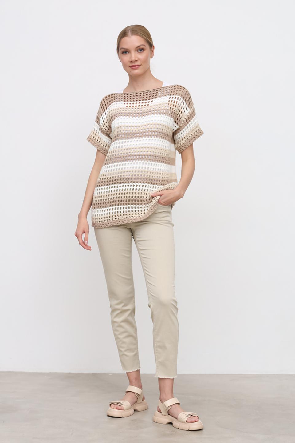 Пуловер Lisa Campione в полоску бежевый