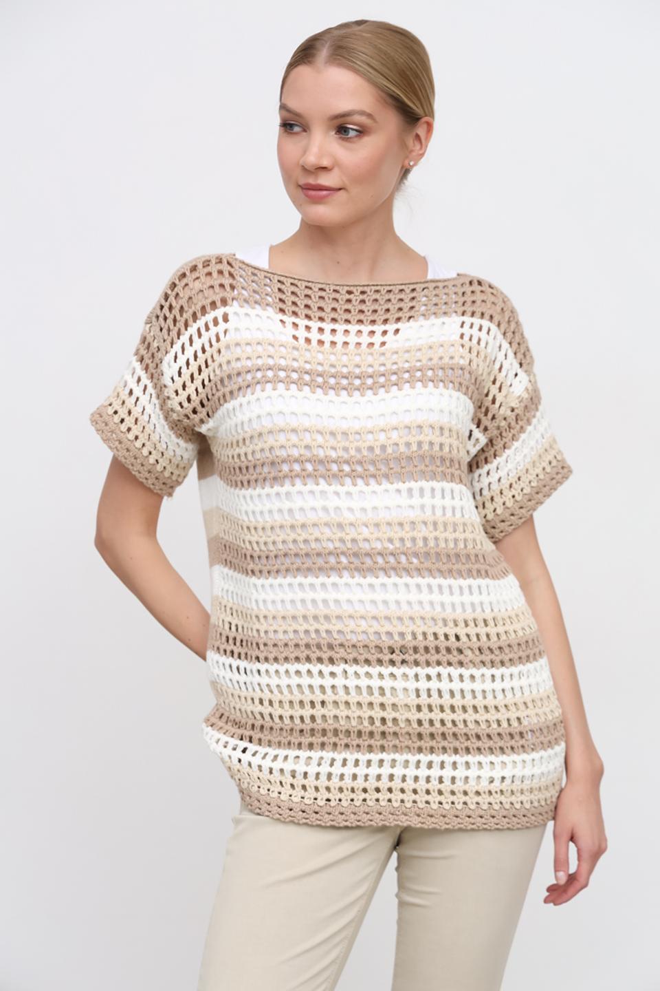 Пуловер Lisa Campione в полоску бежевый