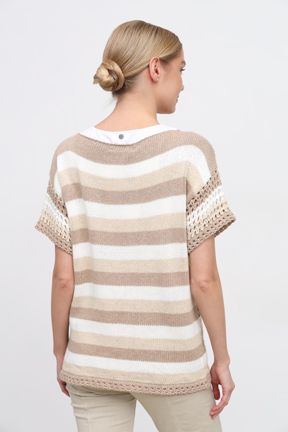 Пуловер Lisa Campione в полоску бежевый