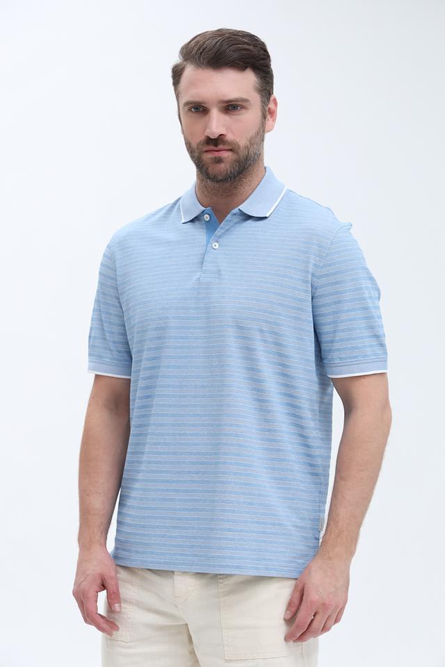 Поло Bugatti в полоску голубой