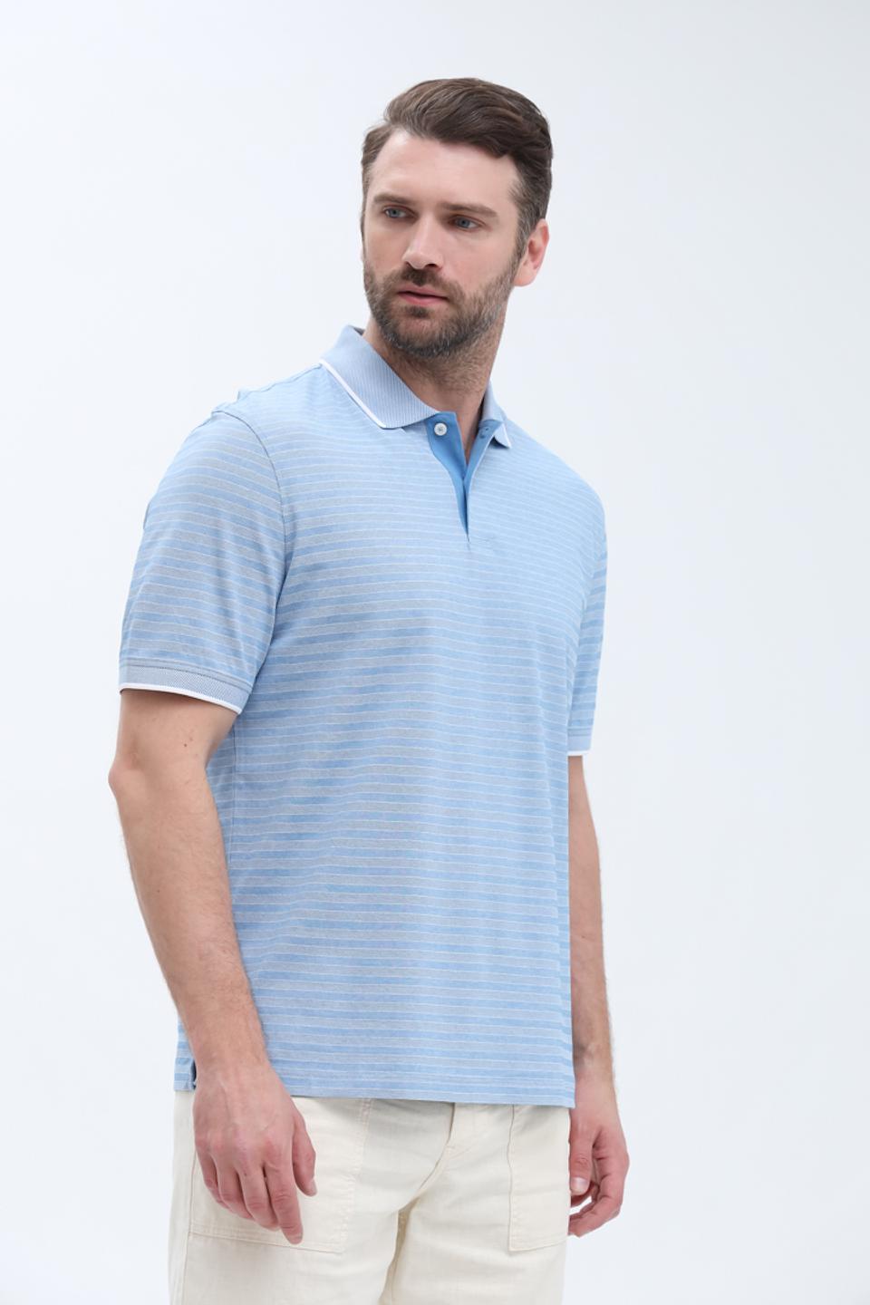 Поло Bugatti в полоску голубой