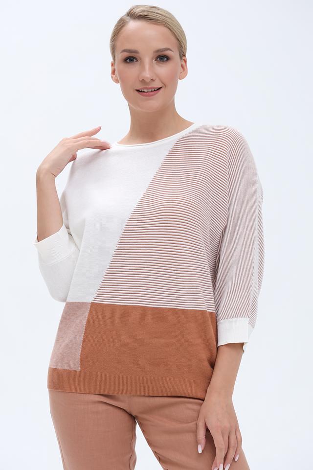 Пуловер Olsen с полосками бежевый