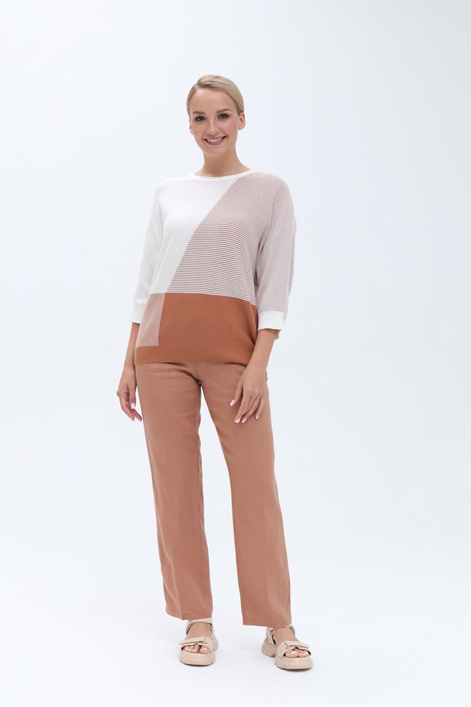 Пуловер Olsen с полосками бежевый