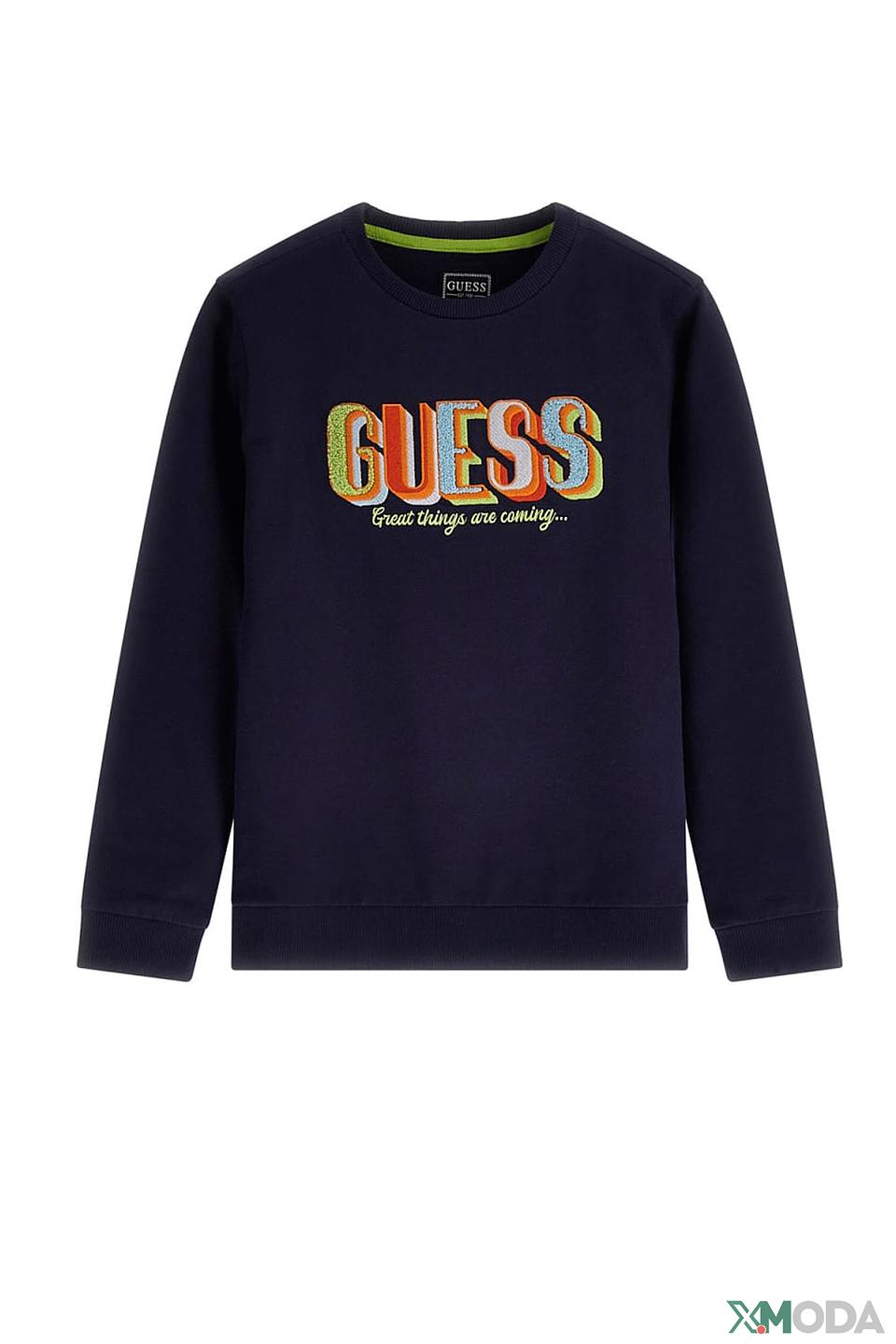 Джемпер Guess синий с логотипом