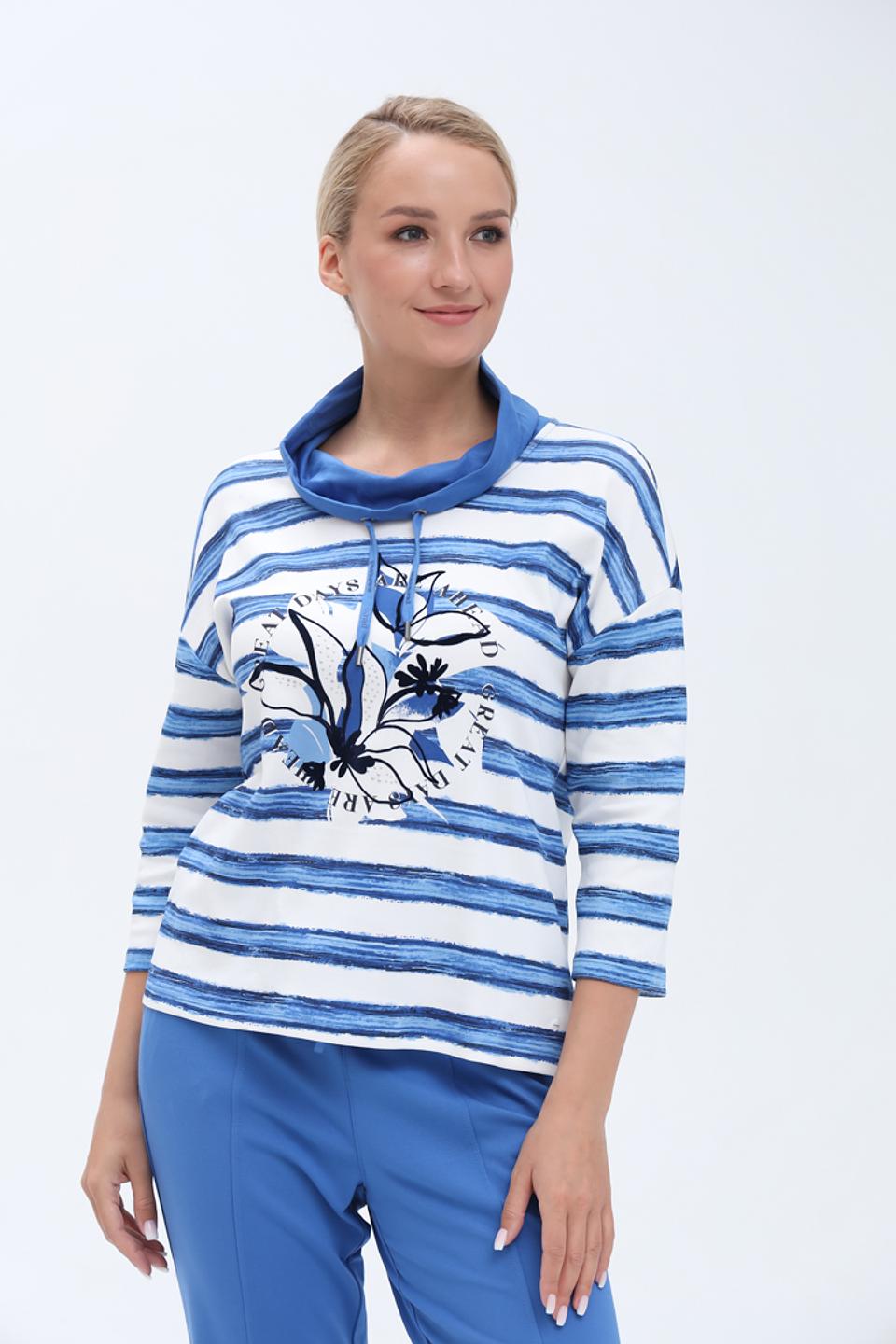 Блуза Olsen в полоску с принтом