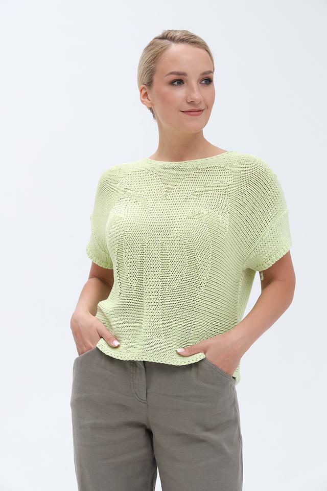 Пуловер Monari лайм с коротким рукавом