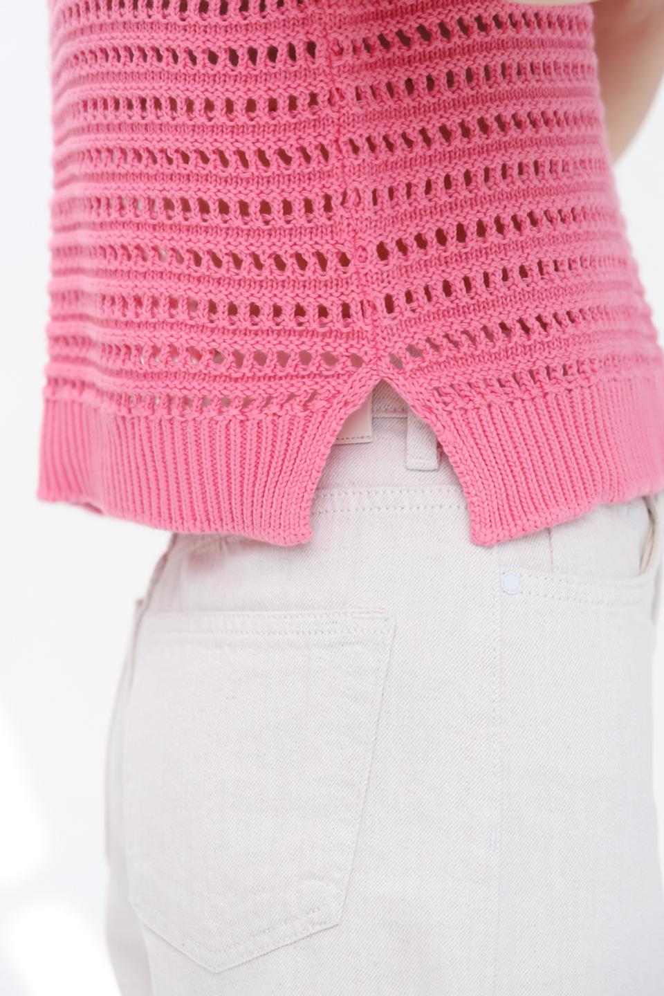 Пуловер Tom Tailor розовый с воротником-поло