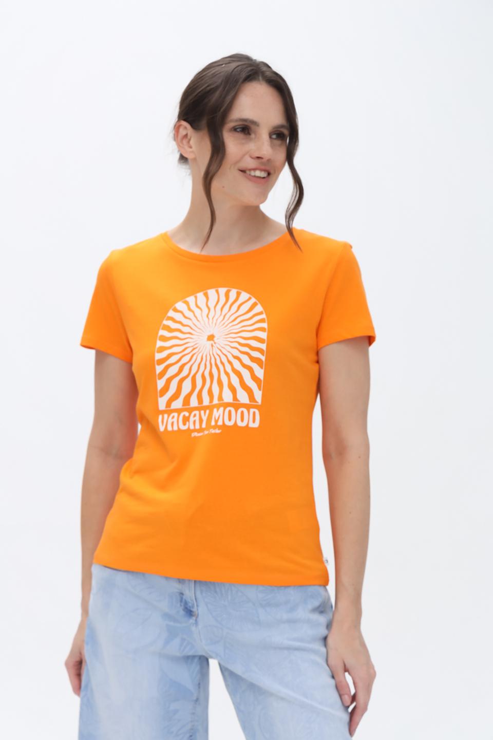 Футболка Tom Tailor оранжевая с принтом