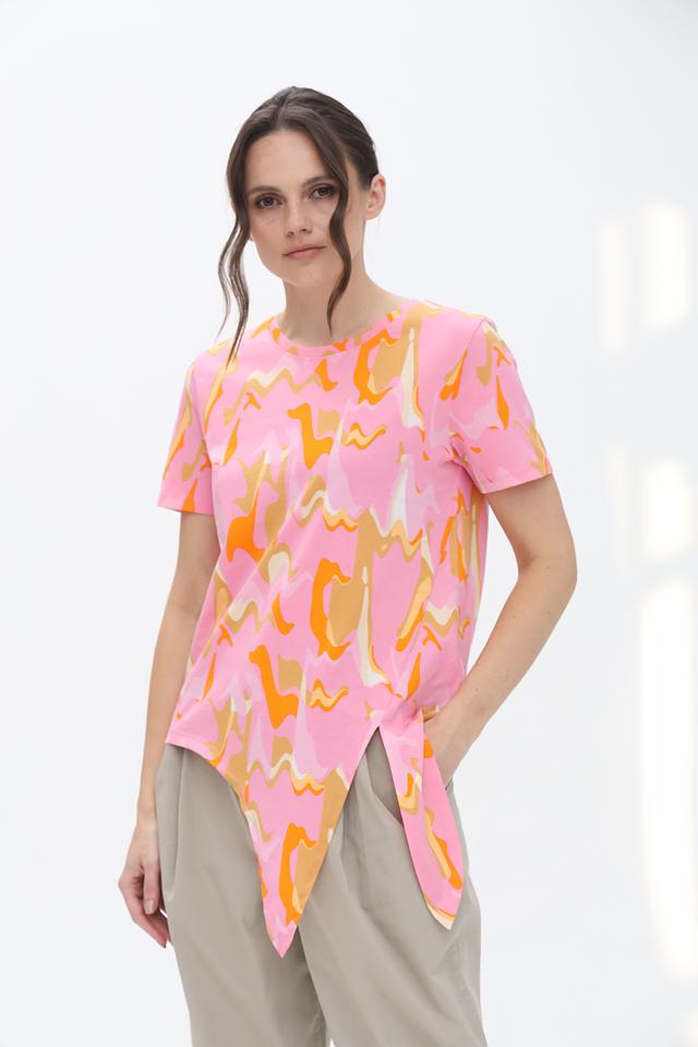 Блуза Tom Tailor с принтом и завязкой розовый