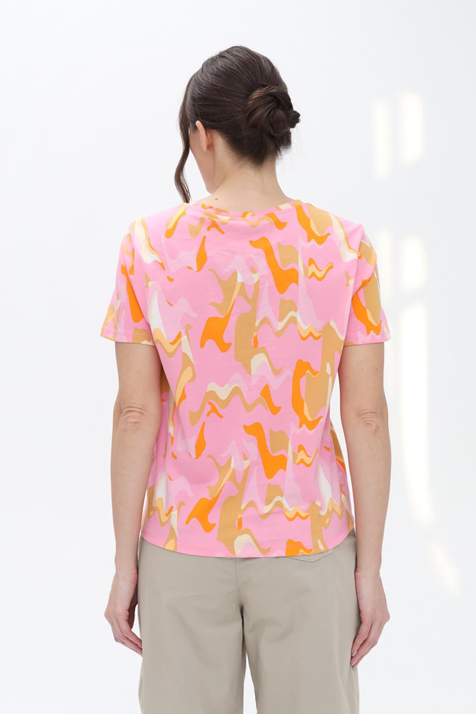 Блуза Tom Tailor с принтом и завязкой розовый