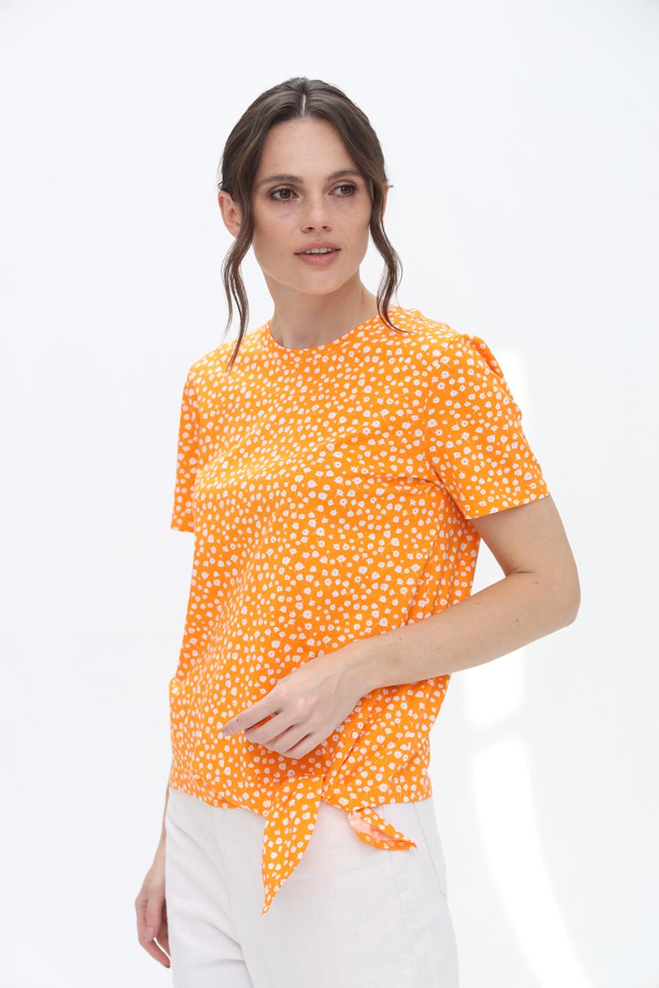 Блуза Tom Tailor с завязками оранжевая
