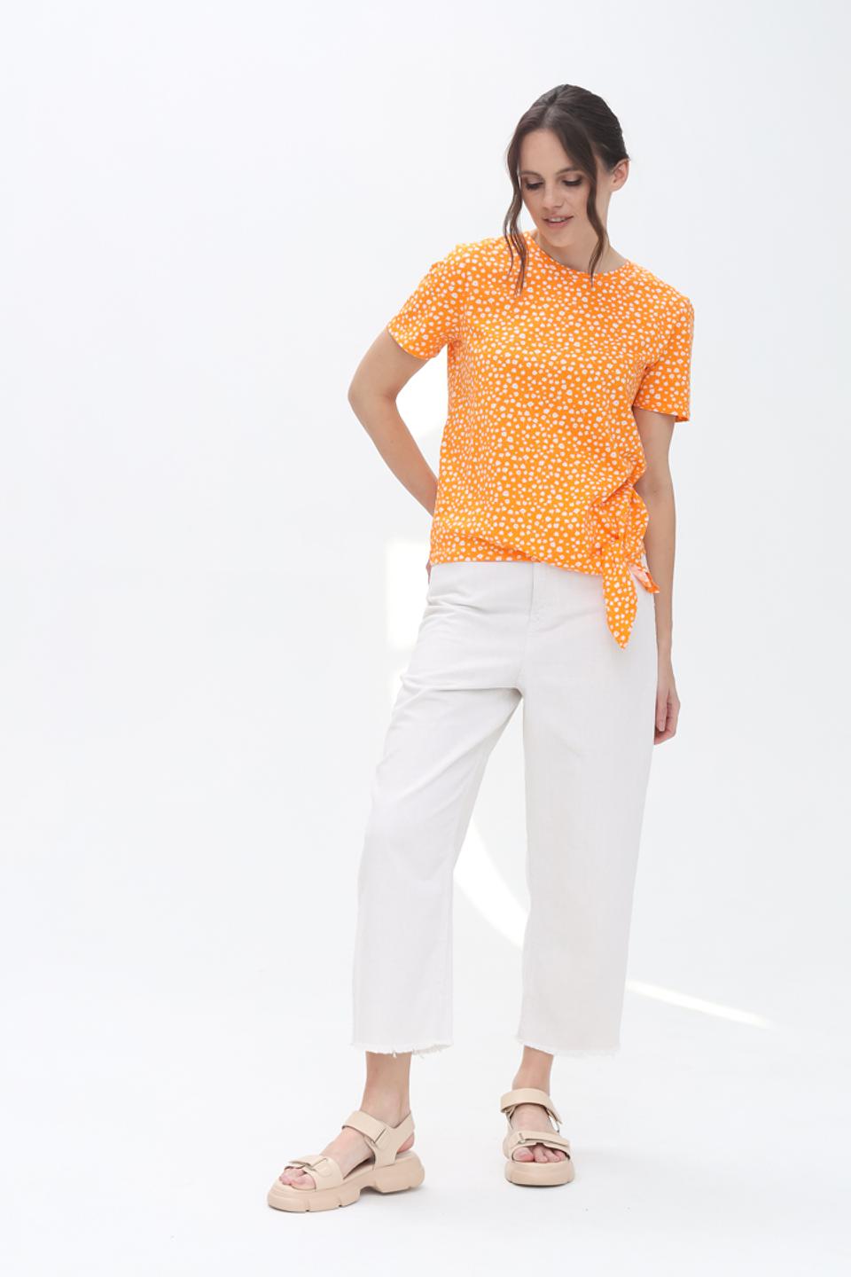 Блуза Tom Tailor с завязками оранжевая