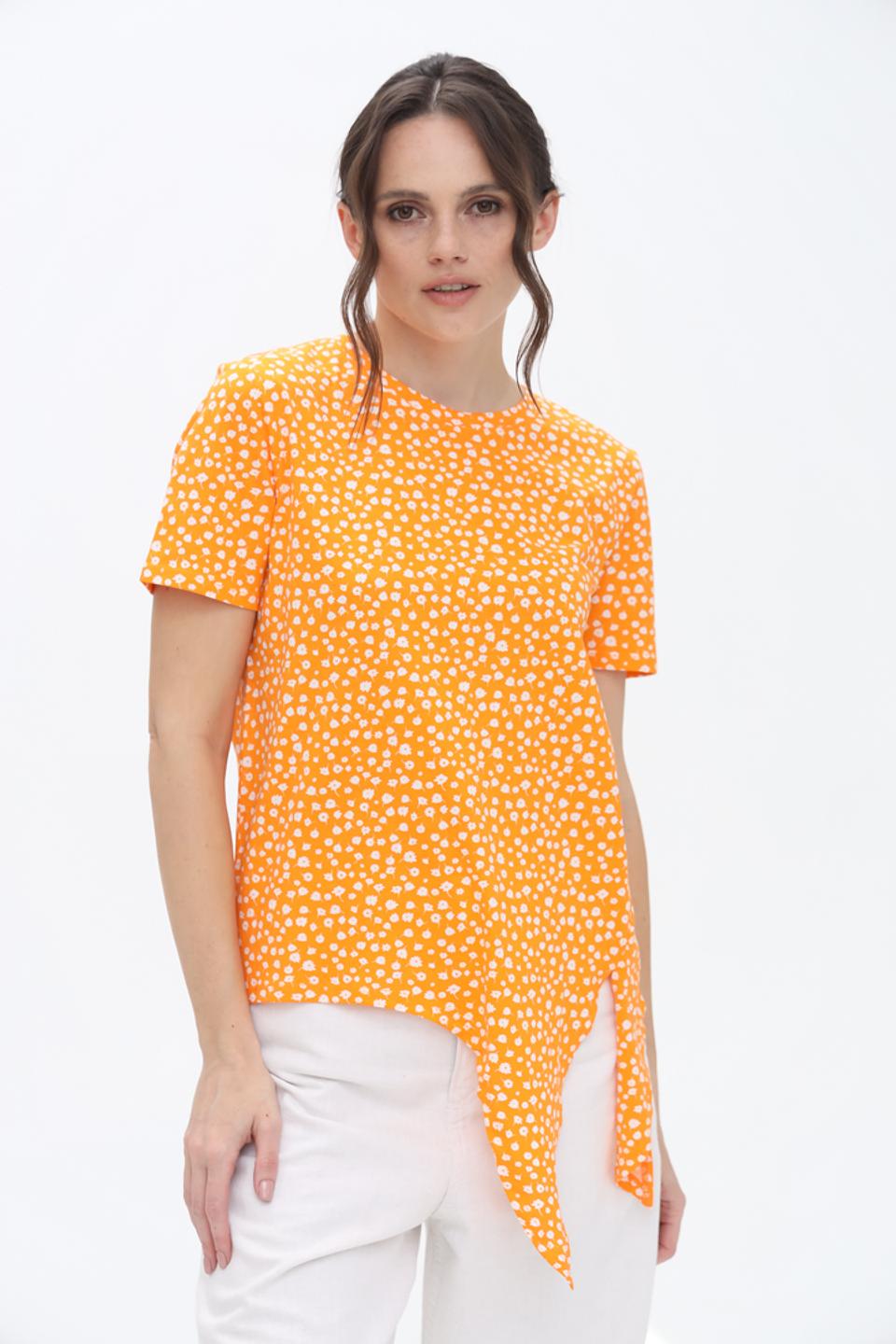 Блуза Tom Tailor с завязками оранжевая