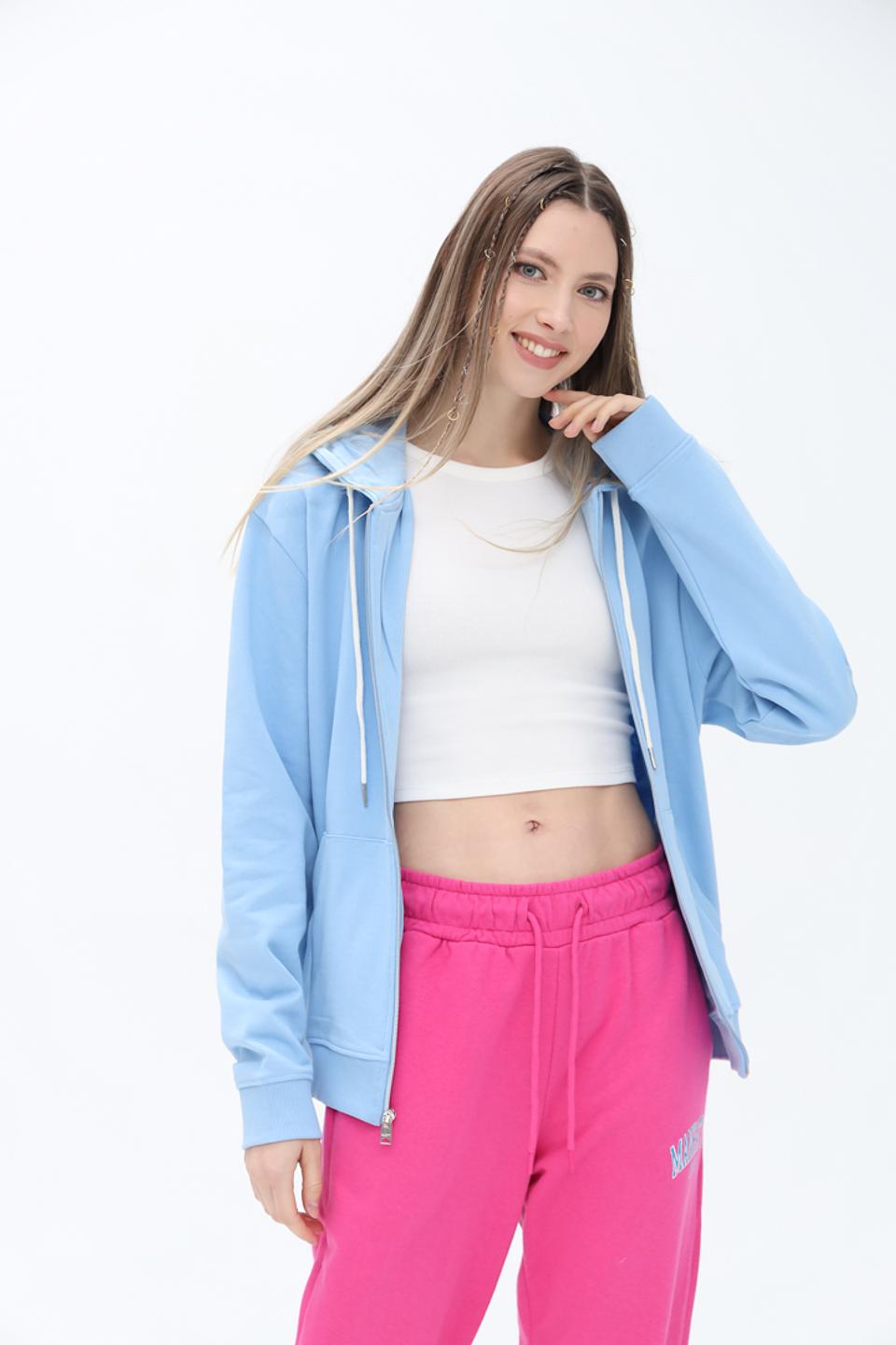 Толстовка Alcott женская голубая на молнии