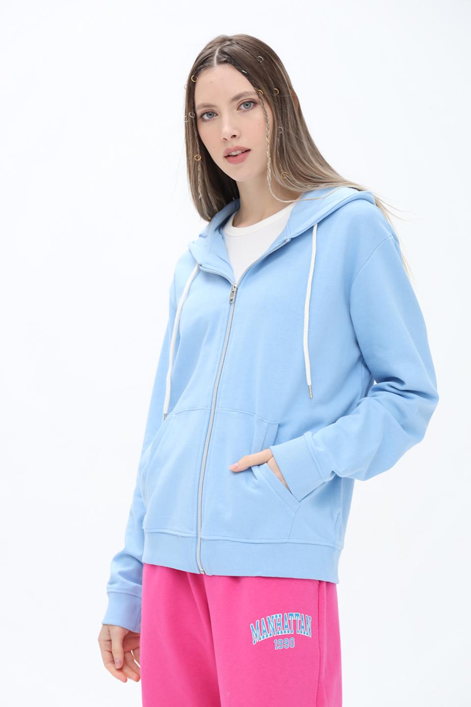 Толстовка Alcott женская голубая на молнии