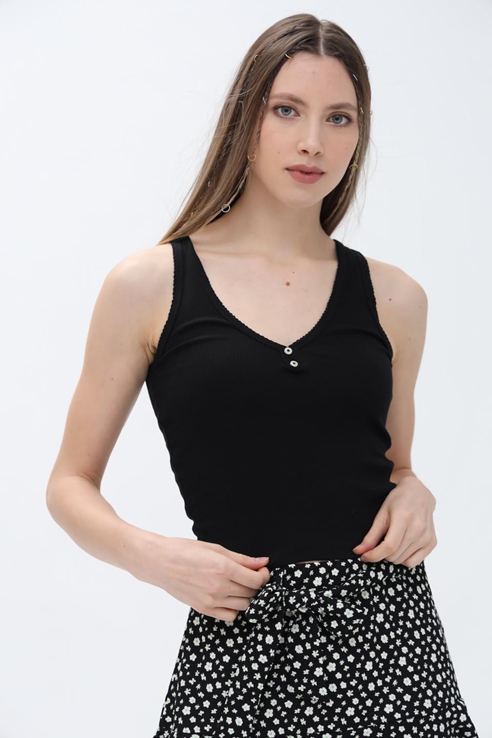 Топ Alcott женский черный на бретелях