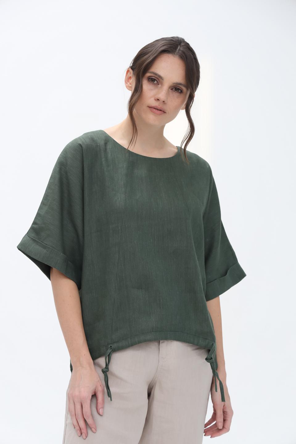 Блуза Electra style с завязками зелёная