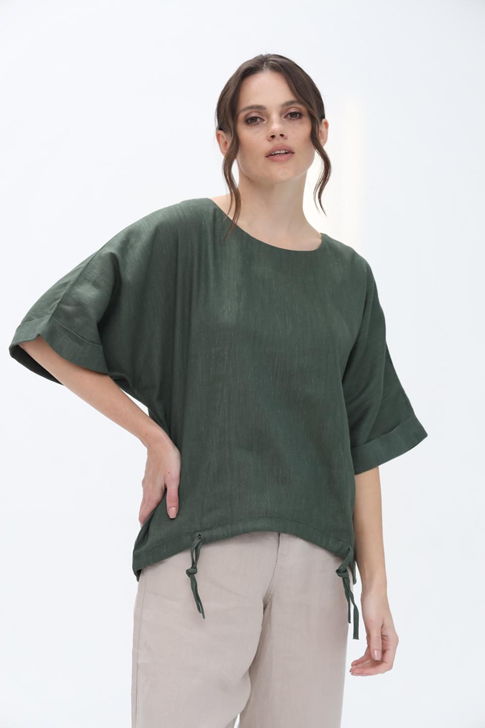 Блуза Electra style с завязками зелёная