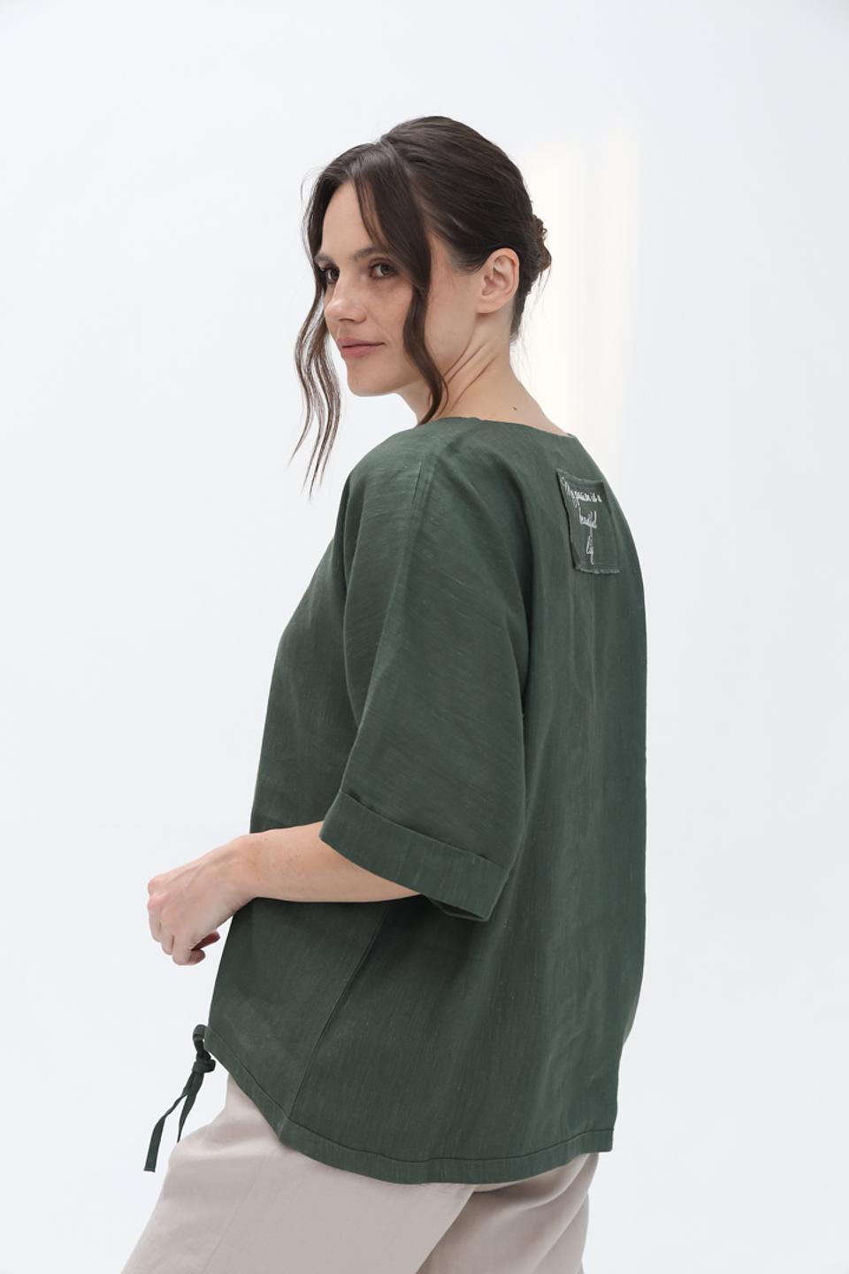 Блуза Electra style с завязками зелёная