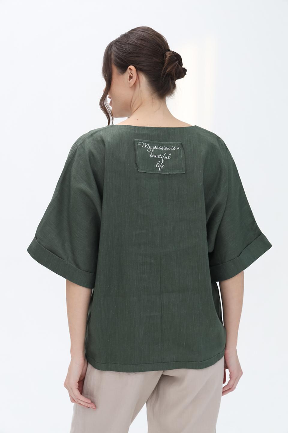 Блуза Electra style с завязками зелёная