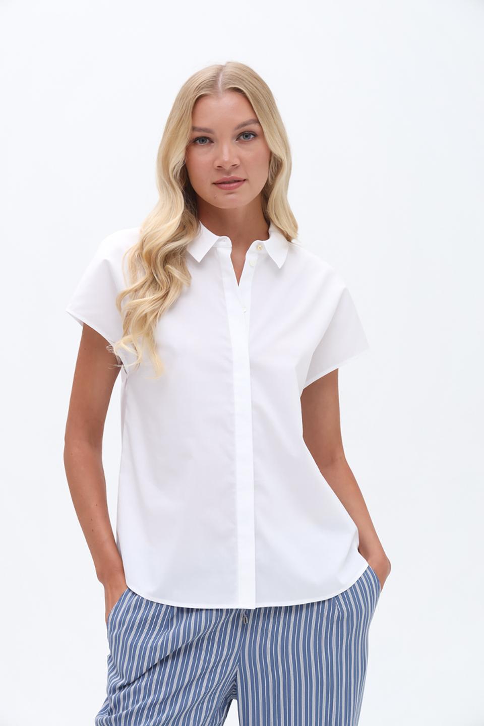 Рубашка Marc Cain Collections белая с коротким рукавом