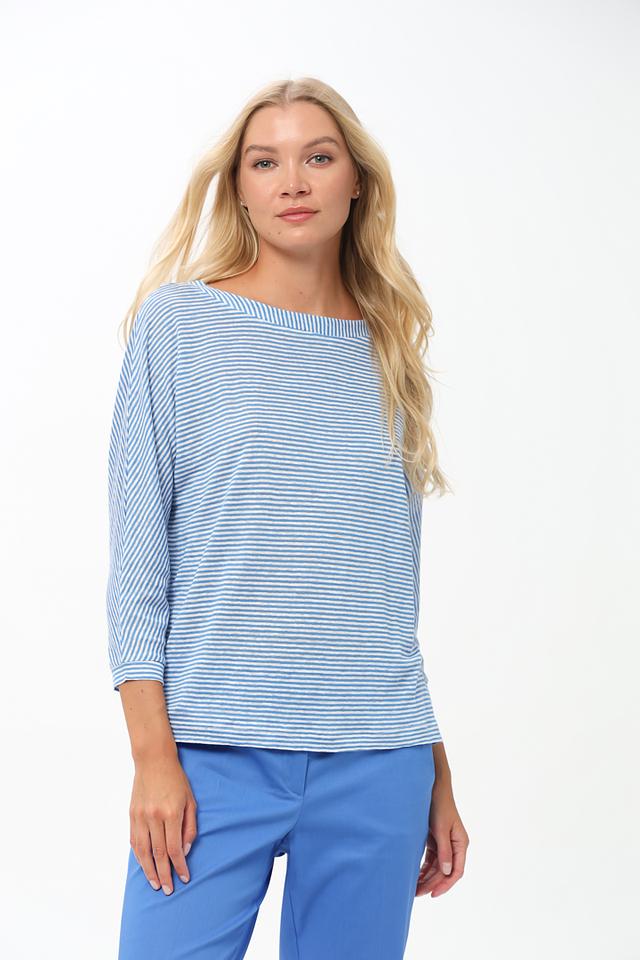 Пуловер Oui в полоску голубой