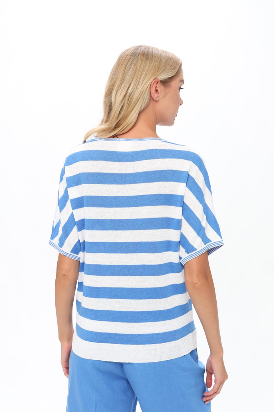 Пуловер Oui в полоску голубой