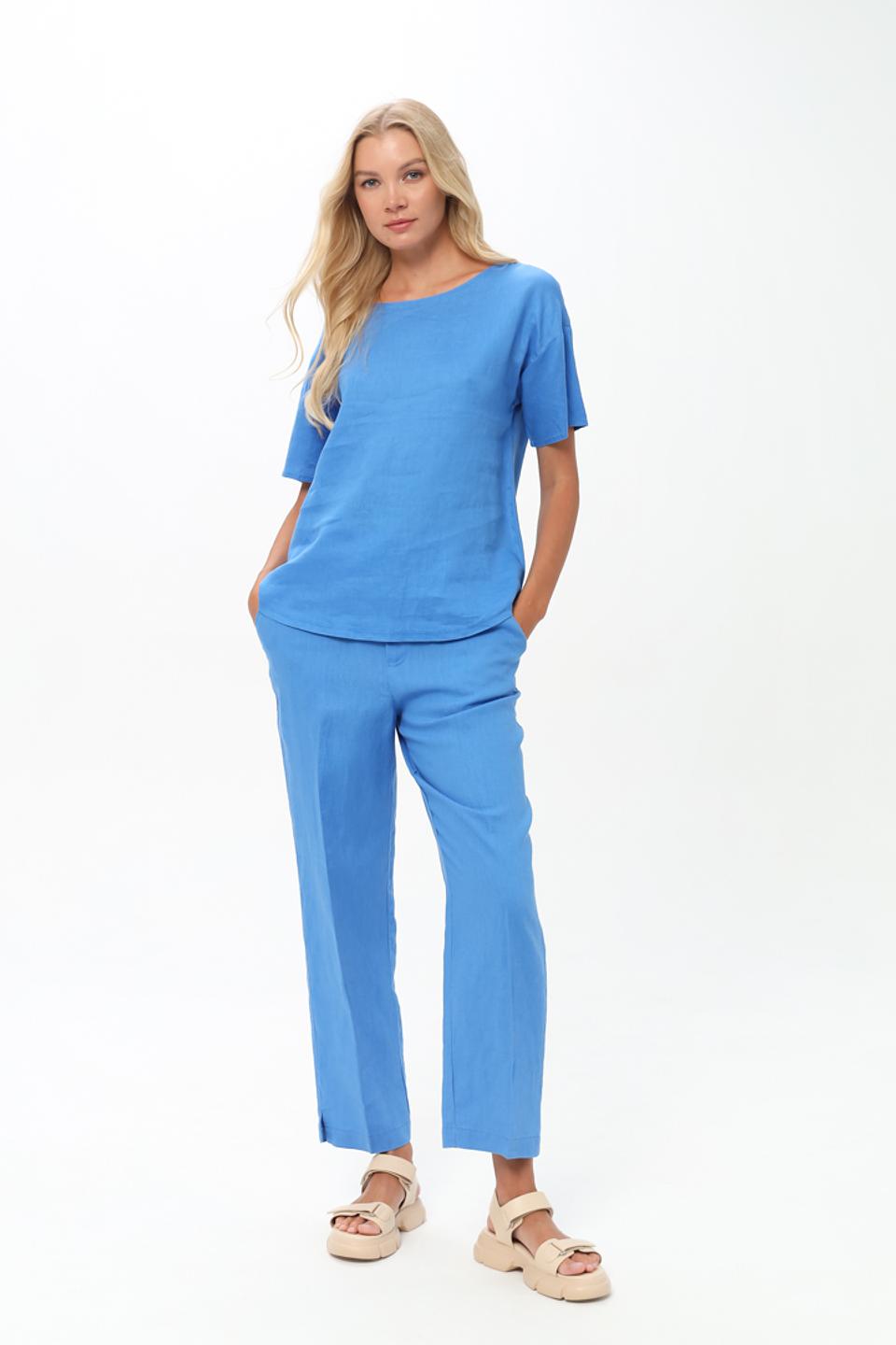 Блуза Oui лен голубая