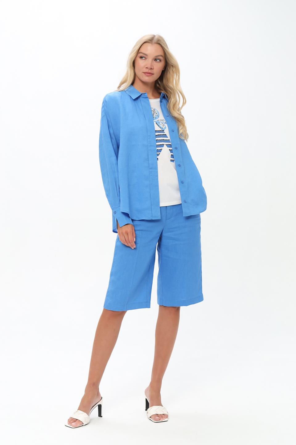 Рубашка Oui из льна голубая