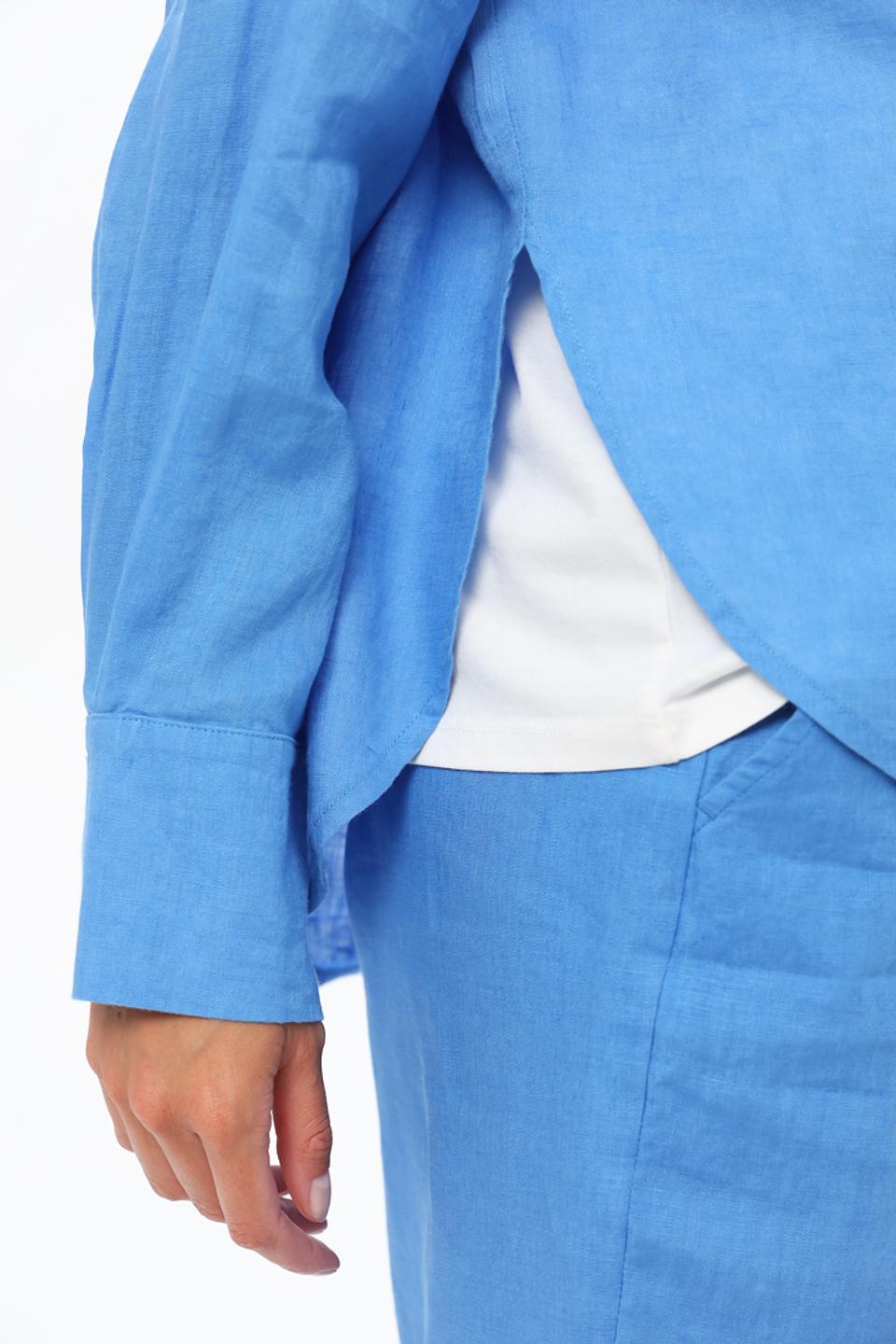 Рубашка Oui из льна голубая