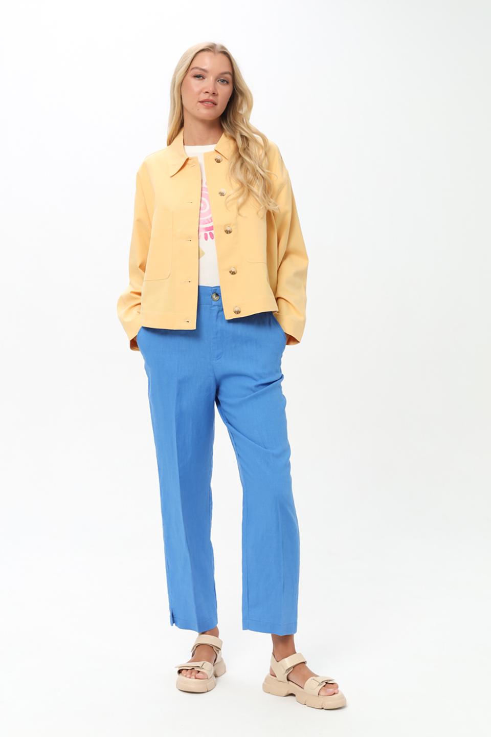 Брюки Oui льняные голубые