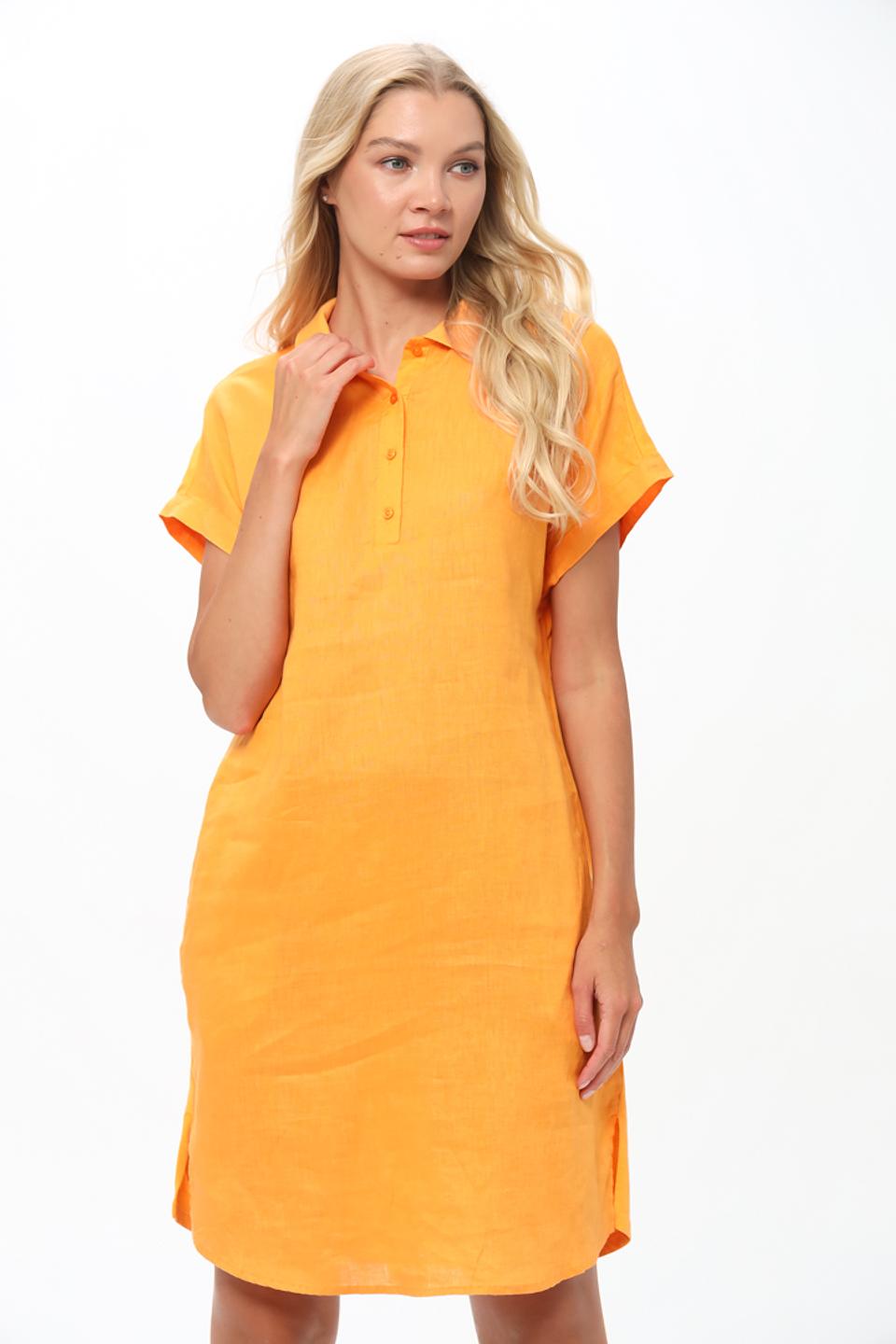 Платье Oui лен оранжевый