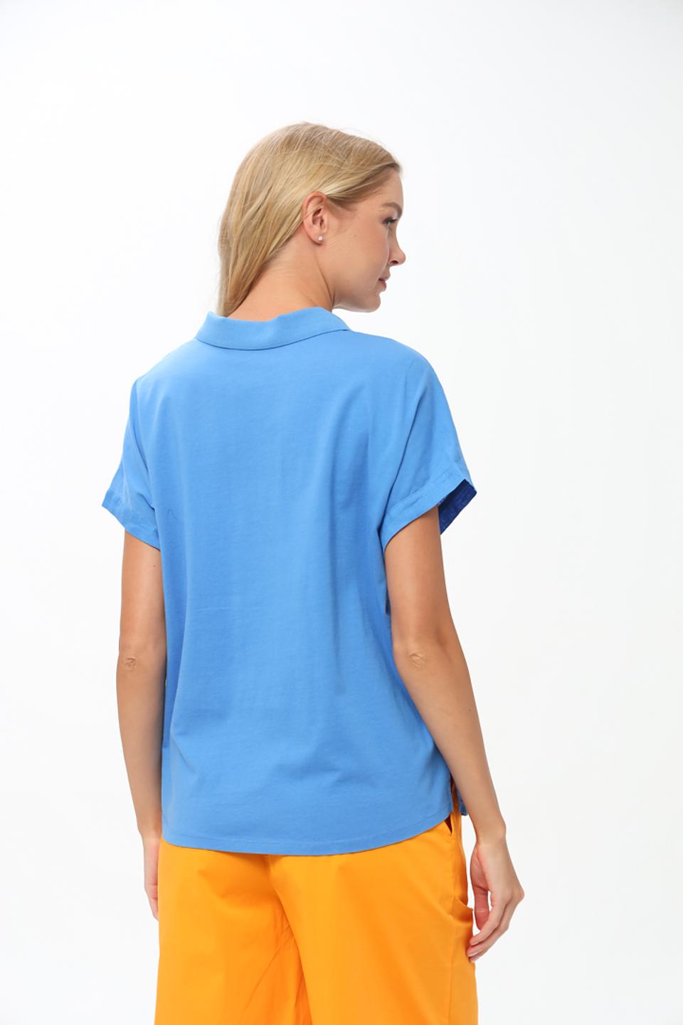 Поло Oui из льна голубого цвета