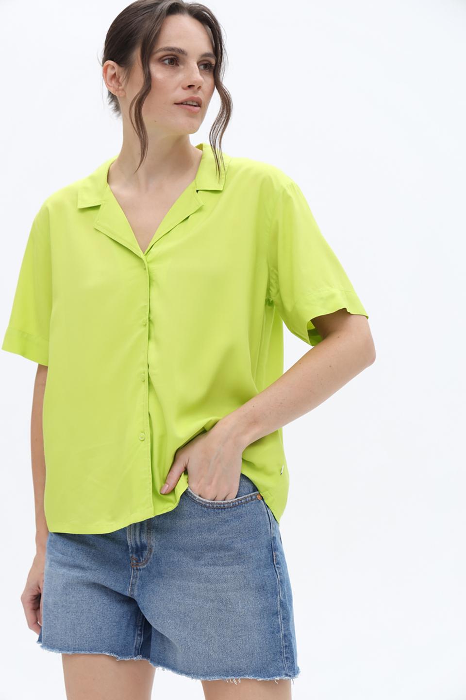 Рубашка Tom Tailor лайм с коротким рукавом