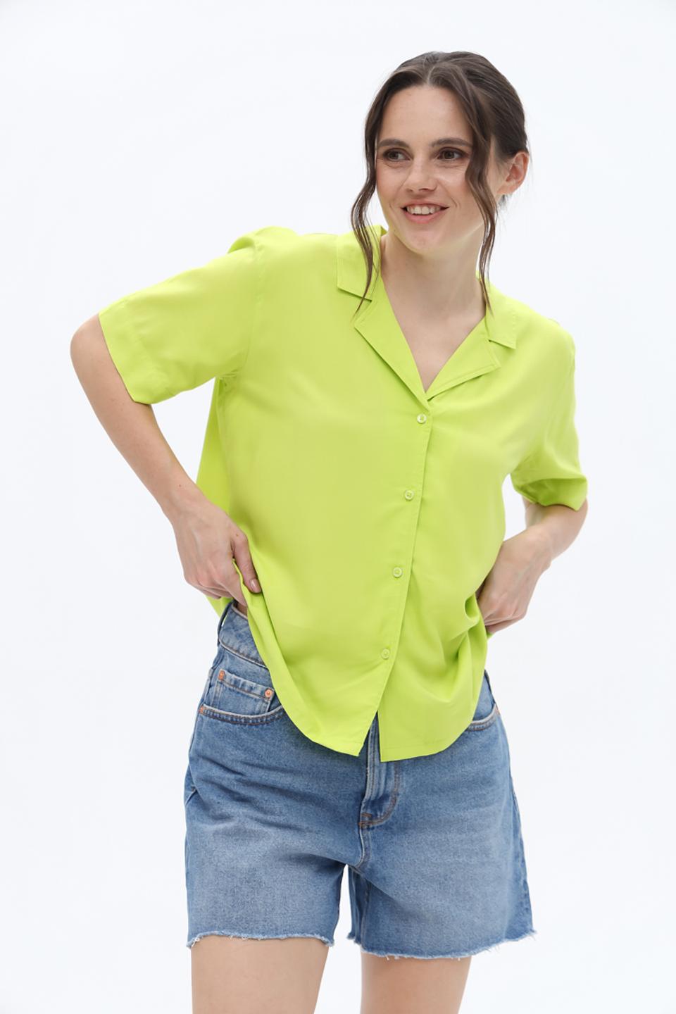 Рубашка Tom Tailor лайм с коротким рукавом