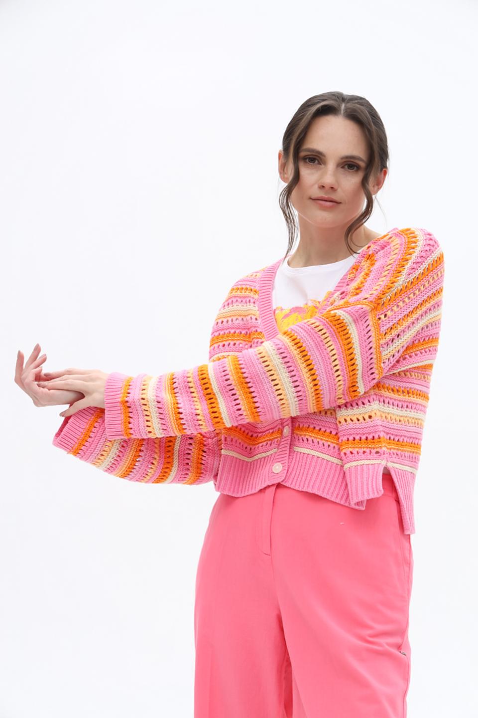 Кардиган Tom Tailor полосатый розовый