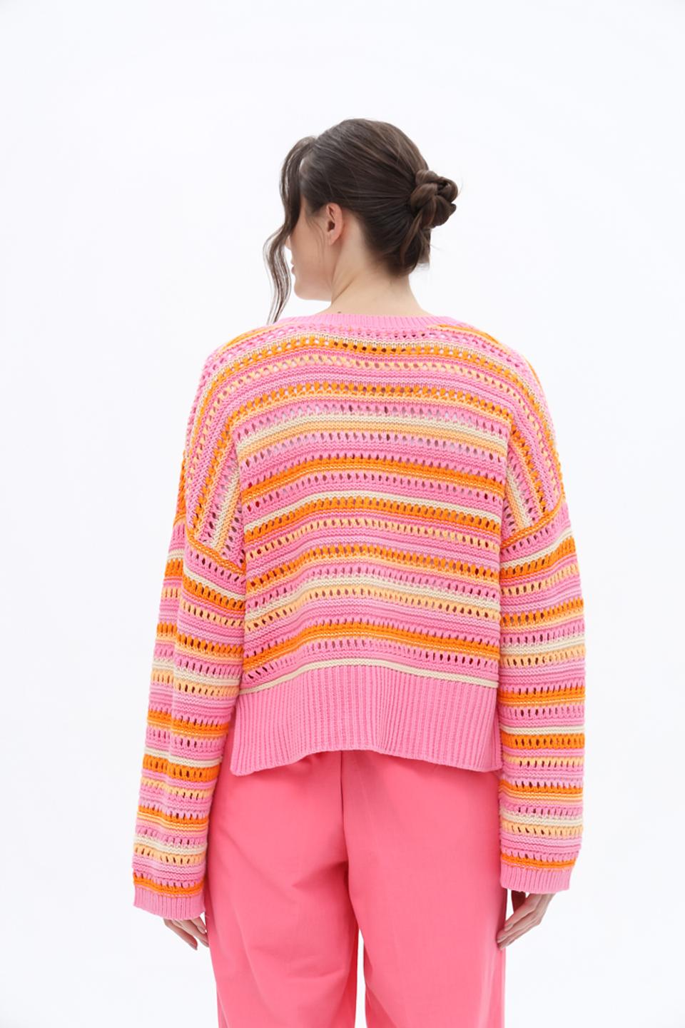 Кардиган Tom Tailor полосатый розовый