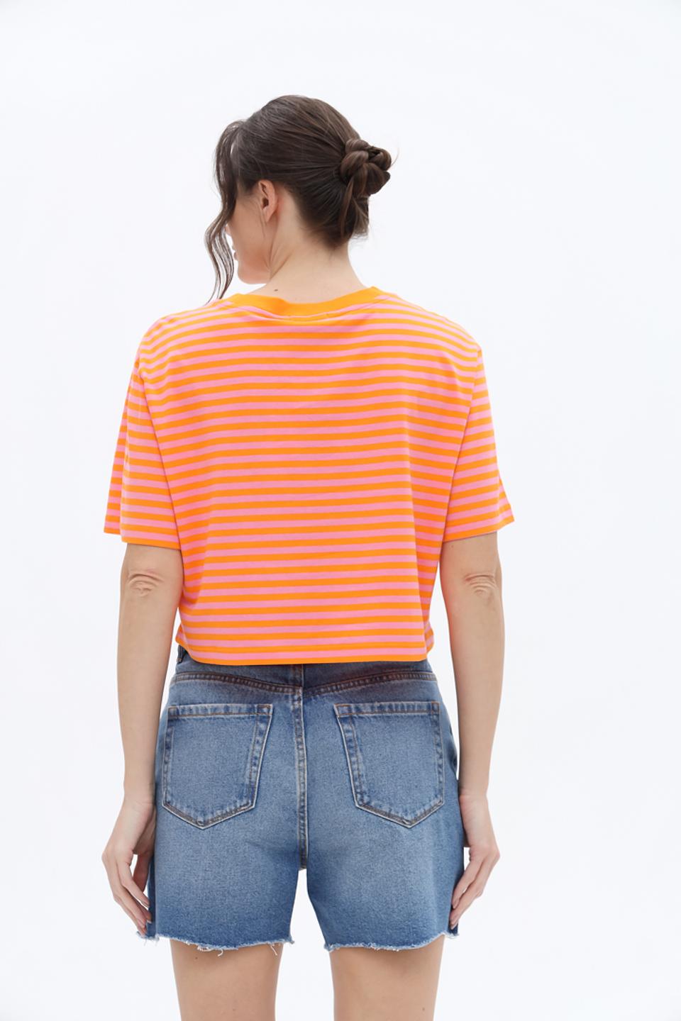 Футболка Tom Tailor в полоску оранжевая