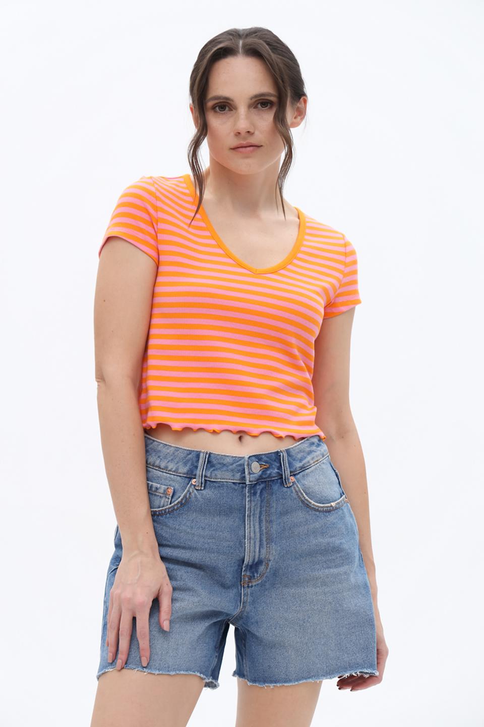Футболка Tom Tailor полоска оранжевая