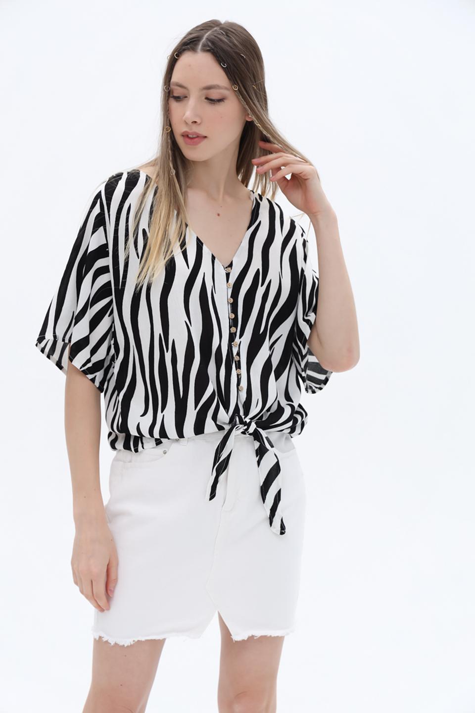 Блуза Alcott приталенная в полоску